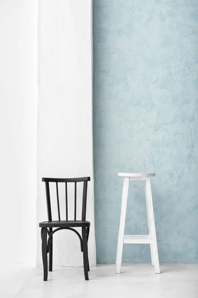 Black Chair White Table Light Room —  Fotos de Stock