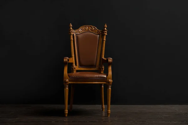 Beautiful Vintage Chair Black Wall — Photo