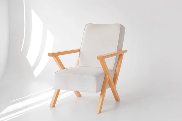 Stylish Wooden Armchair Modern Photo Studio — Stok fotoğraf