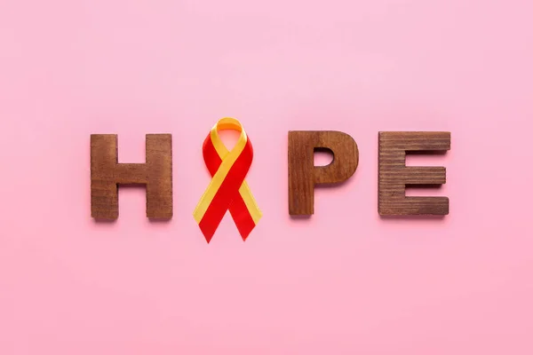 Awareness Ribbon Word Hope Pink Background Hepatitis Concept — Stock Photo, Image