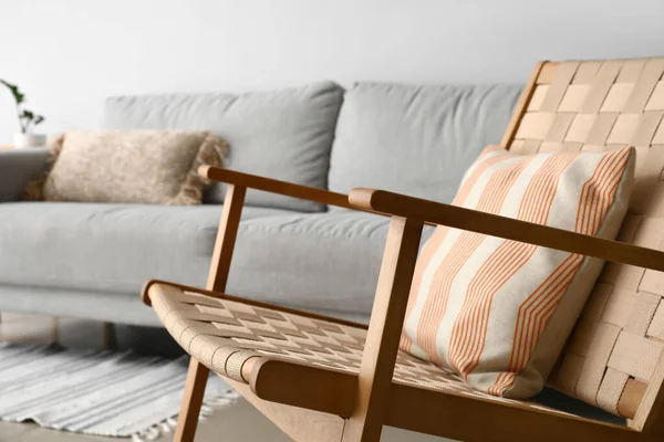 Interior Stylish Living Room Modern Armchair Sofa Closeup — Zdjęcie stockowe