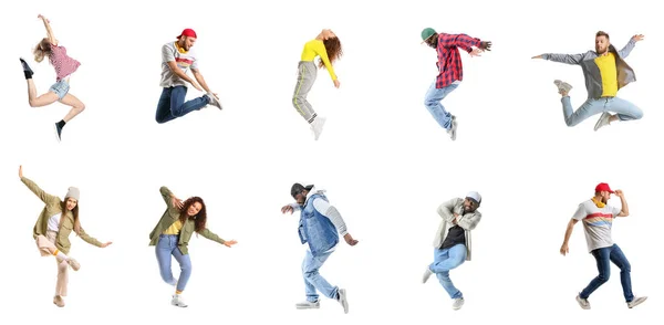 Sada Hip Hopových Tanečníků Bílém Pozadí — Stock fotografie