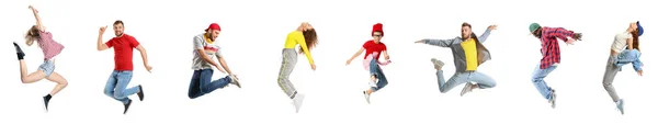 Set Different Hip Hop Dancers Isolated White — Stock Fotó