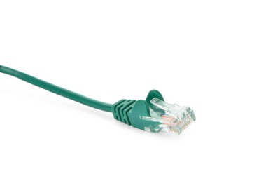 Modern internet kablosu beyaz arkaplanda izole edilmiş, yakın plan