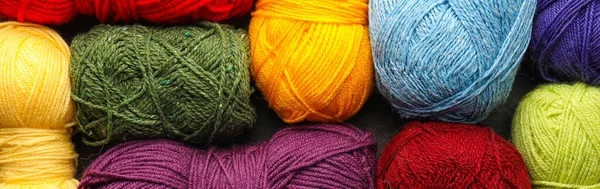 Balls Colorful Knitting Yarns Background Banner Design — Stockfoto