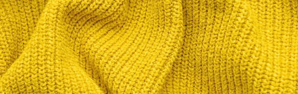 Texture Yellow Knitted Fabric Background Banner Design — ストック写真
