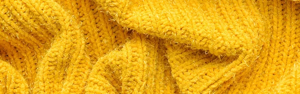 Texture Yellow Knitted Fabric Background Banner Design — Stock Photo, Image