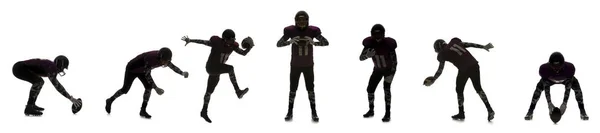 Many Silhouettes American Football Player Isolated White — Stock Photo, Image