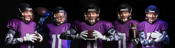 Set American Football Player Dark Background — Stockfoto