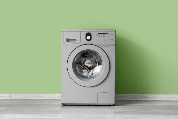 Modern Washing Machine Green Wall — Foto de Stock