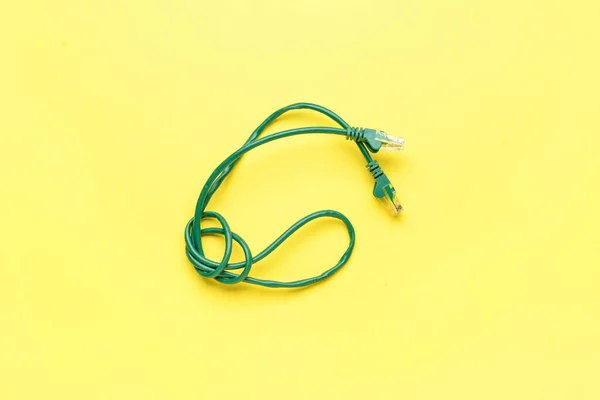 Modern Internet Cable Yellow Background — стоковое фото