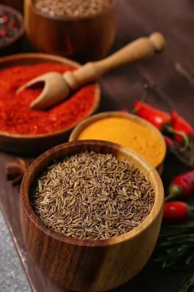 Set Aromatic Spices Table Closeup — Stock Photo, Image