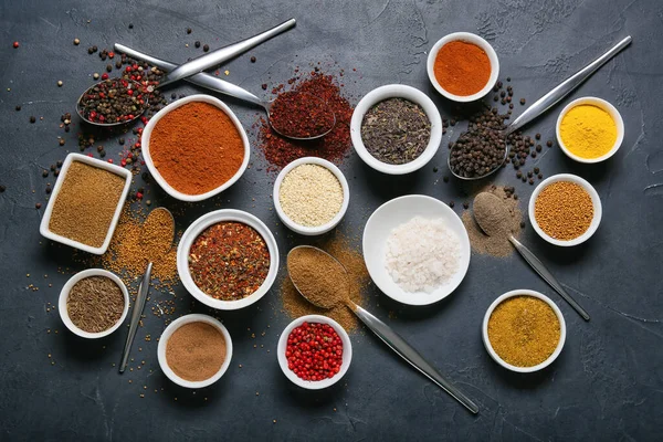 Set Aromatic Spices Dark Background — Φωτογραφία Αρχείου