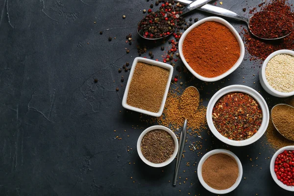 Set Aromatic Spices Dark Background — Foto de Stock