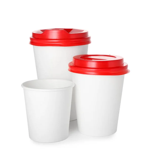 Takeaway Paper Cups White Background — Stockfoto