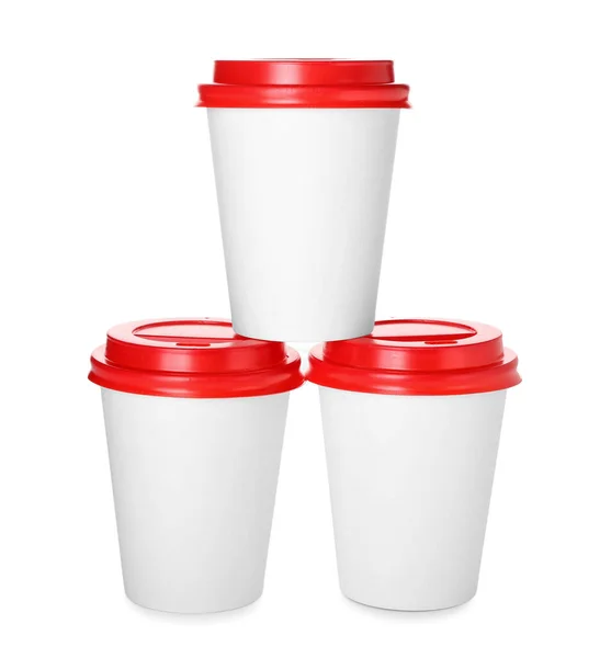 Takeaway Paper Cups White Background — Stockfoto
