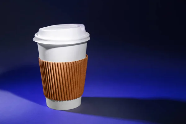 Takeaway Paper Cup Dark Color Background — стоковое фото