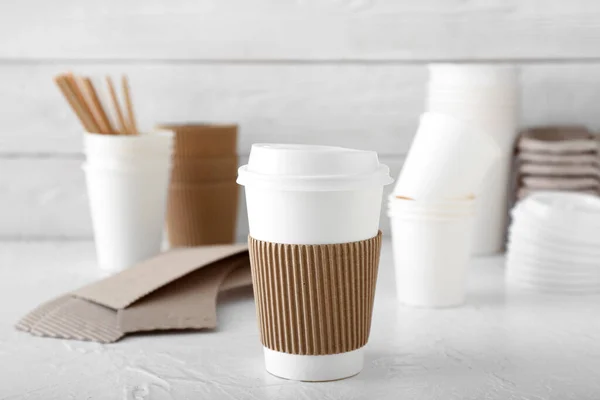 Takeaway Paper Cup Table — Fotografia de Stock
