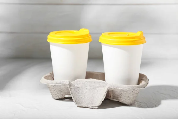 Holder Takeaway Paper Cups Table — Stockfoto