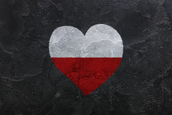 Painted Heart Colors Polish Flag Dark Grunge Background —  Fotos de Stock