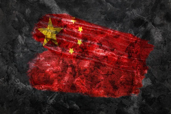 Painted Flag China Dark Grunge Background — 스톡 사진
