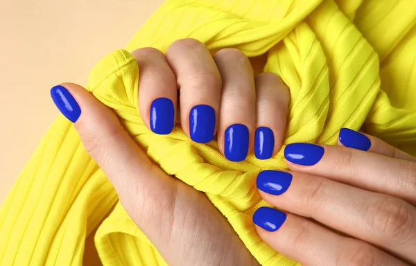 Hands Beautiful Manicure Color Background Closeup — Stock Photo, Image