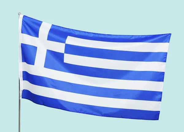 Bandera Nacional Grecia Sobre Fondo Claro —  Fotos de Stock