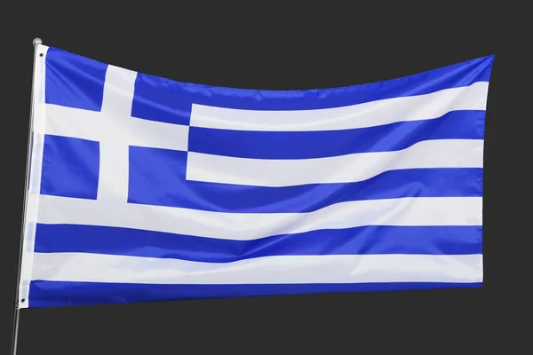Κυματίζοντας Την Ελληνική Σημαία Μαύρο Φόντο — Φωτογραφία Αρχείου