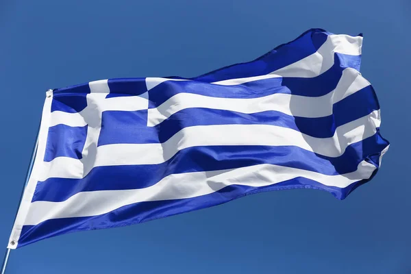 Bandera Nacional Grecia Contra Cielo Azul —  Fotos de Stock