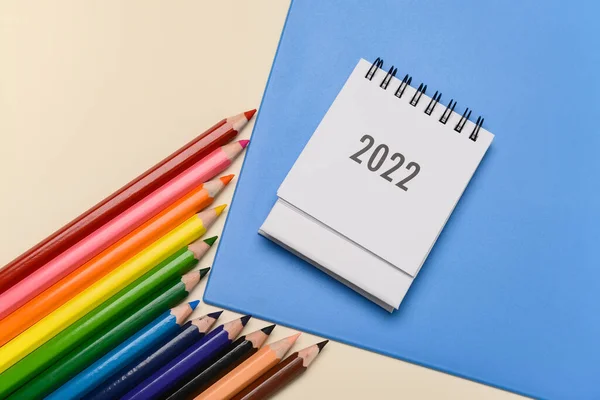 Pencils Calendar Color Background — Stock Photo, Image