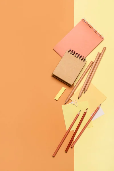 Notebooks Pencils Color Background — Stock Photo, Image