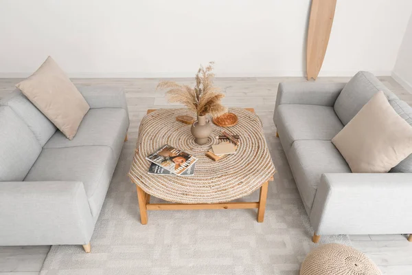 Comfortable Sofas Table Stylish Living Room Interior — Φωτογραφία Αρχείου