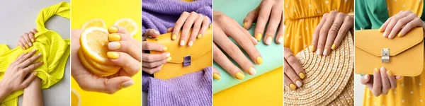 Different Female Hands Beautiful Manicure — Stock Fotó