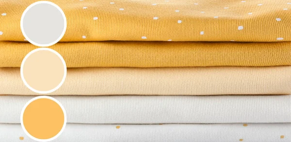 Stack Baby Clothes Closeup Different Color Patterns — Stok Foto