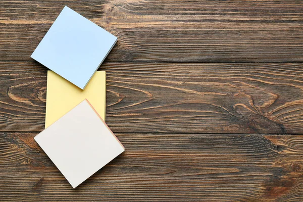 Different Sticky Notes Wooden Background — Stock Photo, Image