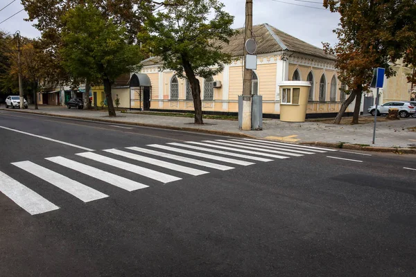 Rua Cidade Com Passagem Zebra Estrada — Fotografia de Stock