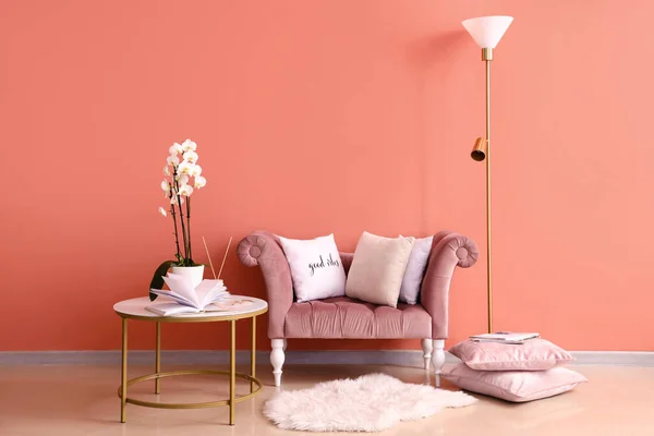 Interior Room Stylish Furniture Color Wall — Φωτογραφία Αρχείου