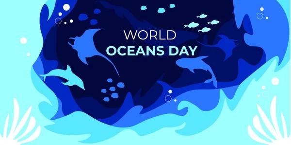Animals Fishes Water World Oceans Day — Stock Vector