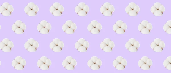 Many Cotton Flowers Lilac Background Pattern Design — Φωτογραφία Αρχείου