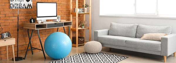 Fitness Ball Workplace Home — Stock Photo, Image