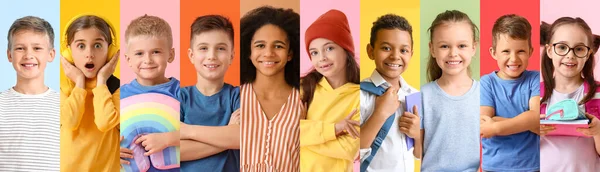 Bir sürü tatlı çocukla kolaj.