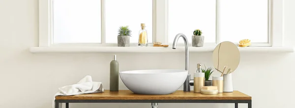 Sink Bath Accessories Light Bathroom — Stockfoto