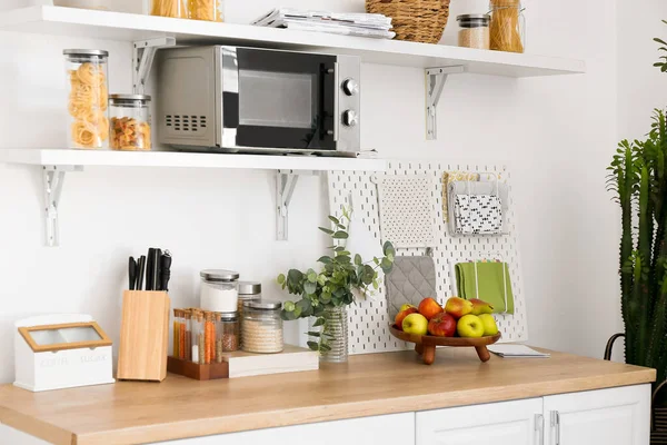 Counter Fruits Shelves Utensils Kitchen — Fotografia de Stock
