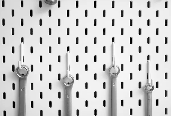 Closeup View Pegboard Spanners — Stok fotoğraf