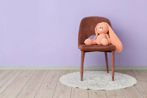 Chair Toy Rabbit Violet Wall Room — Foto de Stock