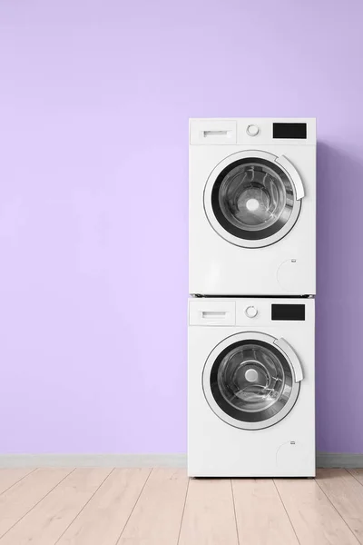 Modern Drying Washing Machines Violet Wall Room — 스톡 사진