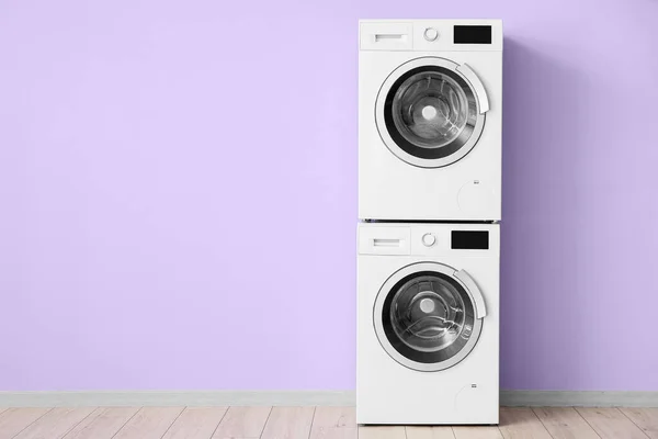 Drying Washing Machines Violet Wall Room — Foto de Stock