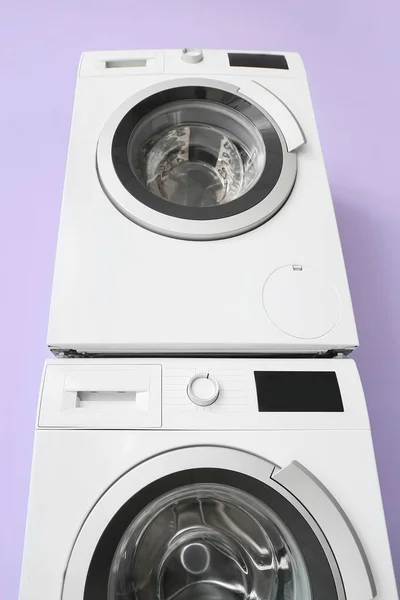 Drying Washing Machines Violet Wall — Stock Photo, Image