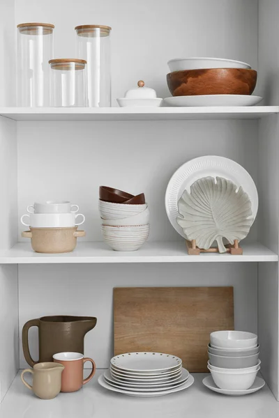 Shelves Beautiful Dinnerware Kitchen — Foto Stock
