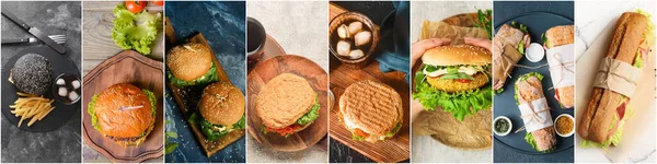 Collection Traditional Fast Food Buns Top View — Stockfoto